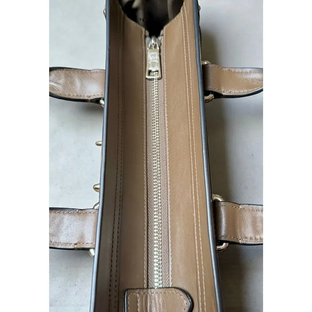 Coach Leather Satchel Shoulder Bag Beige Turnlock – Size Medium - Picture 6 of 10